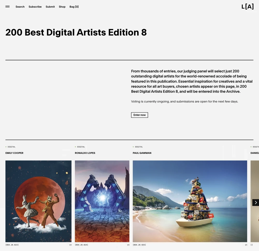 Paul Gawman featured in Lürzer's Archive 200 Best Digital Artists Edition 8